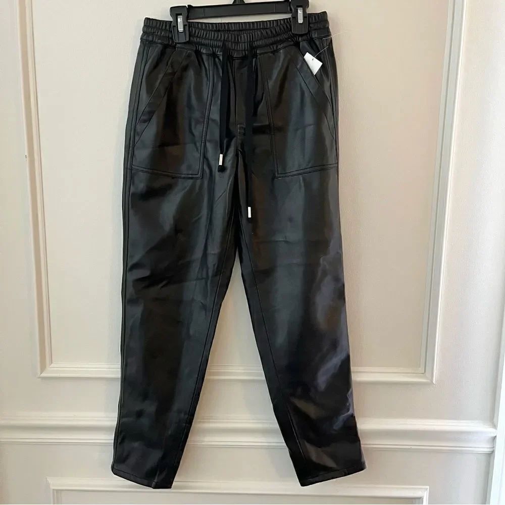 BLANK NYC No Guidance Ankle Elastic Waist Vegan Leather Pants Black Size 24 NWOT